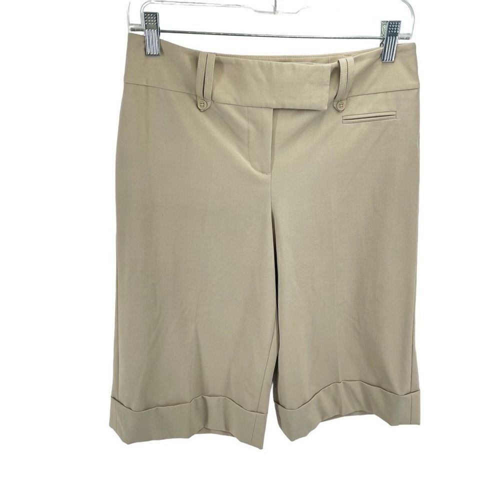 Ann Taylor LOFT Womens Cuff Shorts Stretch Straight Pocket Beige Size 4P